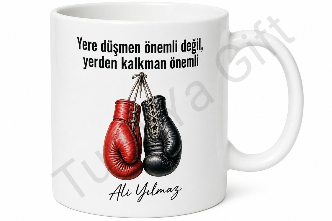 Boks Eldiveni Temalı Baskılı Kupa Bardak Hediye Boksör Motivasyon