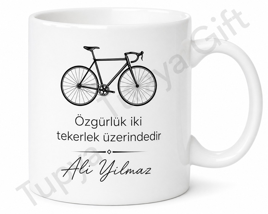 Bisikletçiye Hediye Kişiye Özel Baskılı Kupa Bardak İsimli Bisiklet Temalı