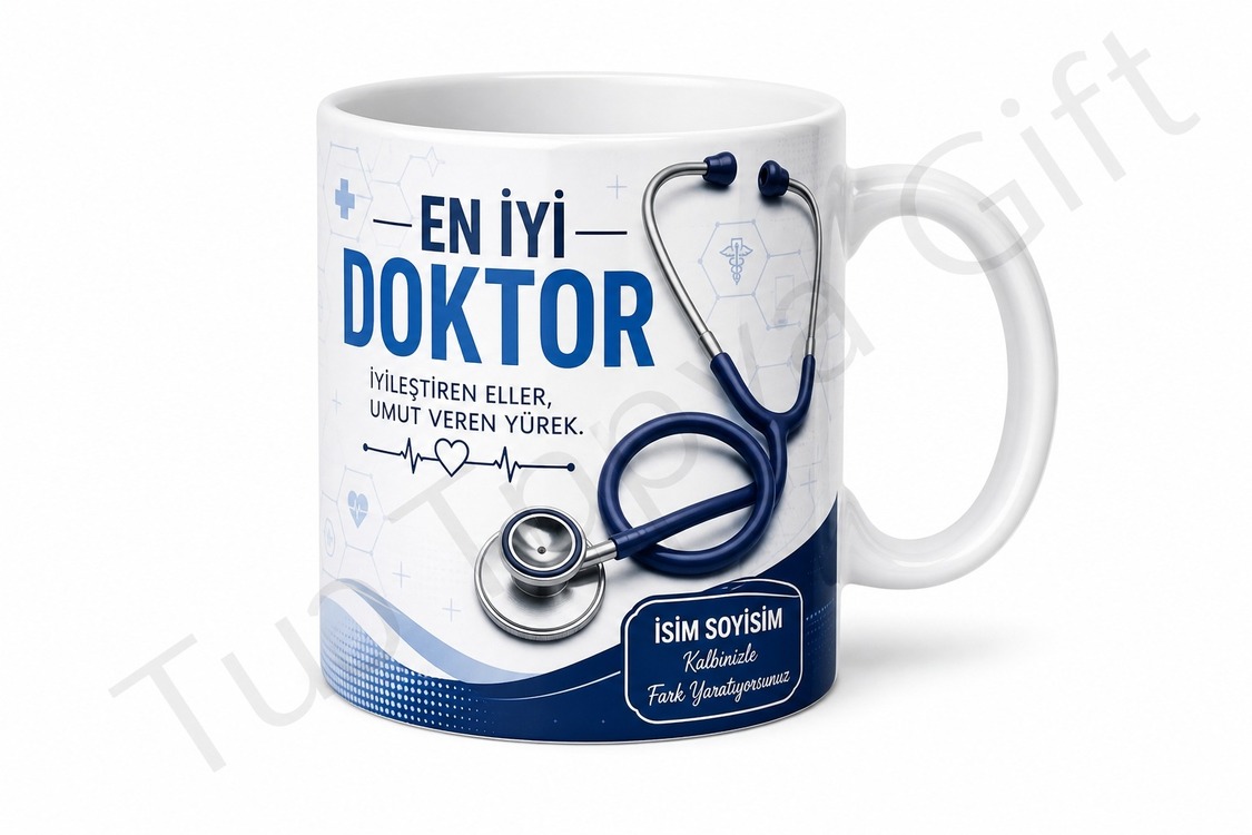 Doktora Hediye İsme Özel Baskılı Kupa Bardak Doktor Hediyesi Özel Tasarım
