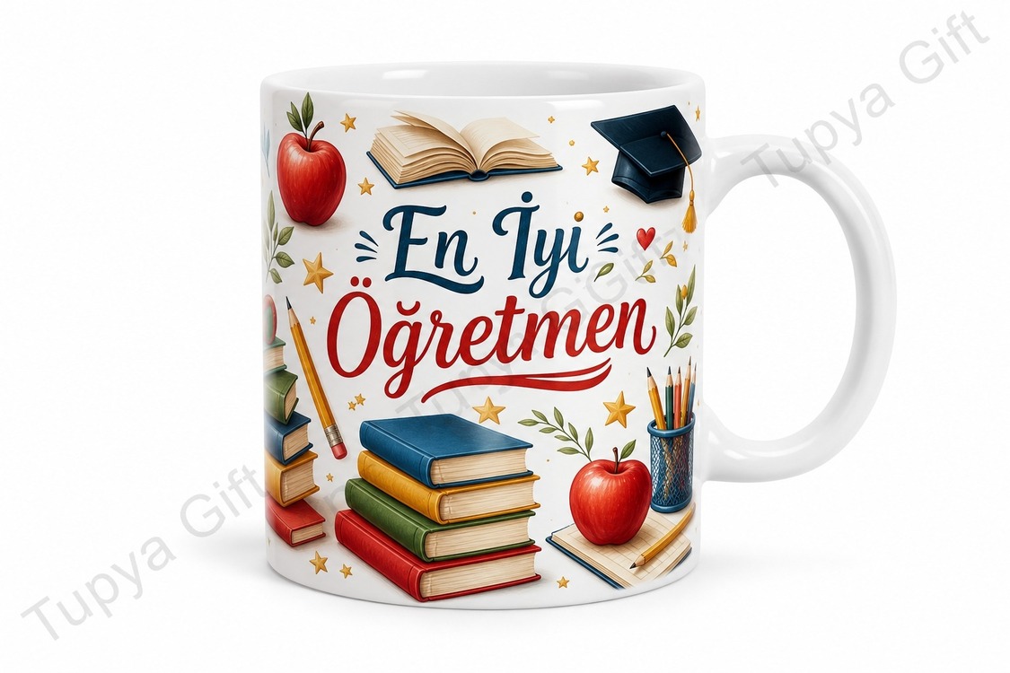 En İyi Öğretmene Hediye Kişiye Özel Yazılı Kupa Bardak Öğretmenler Günü Hediyesi
