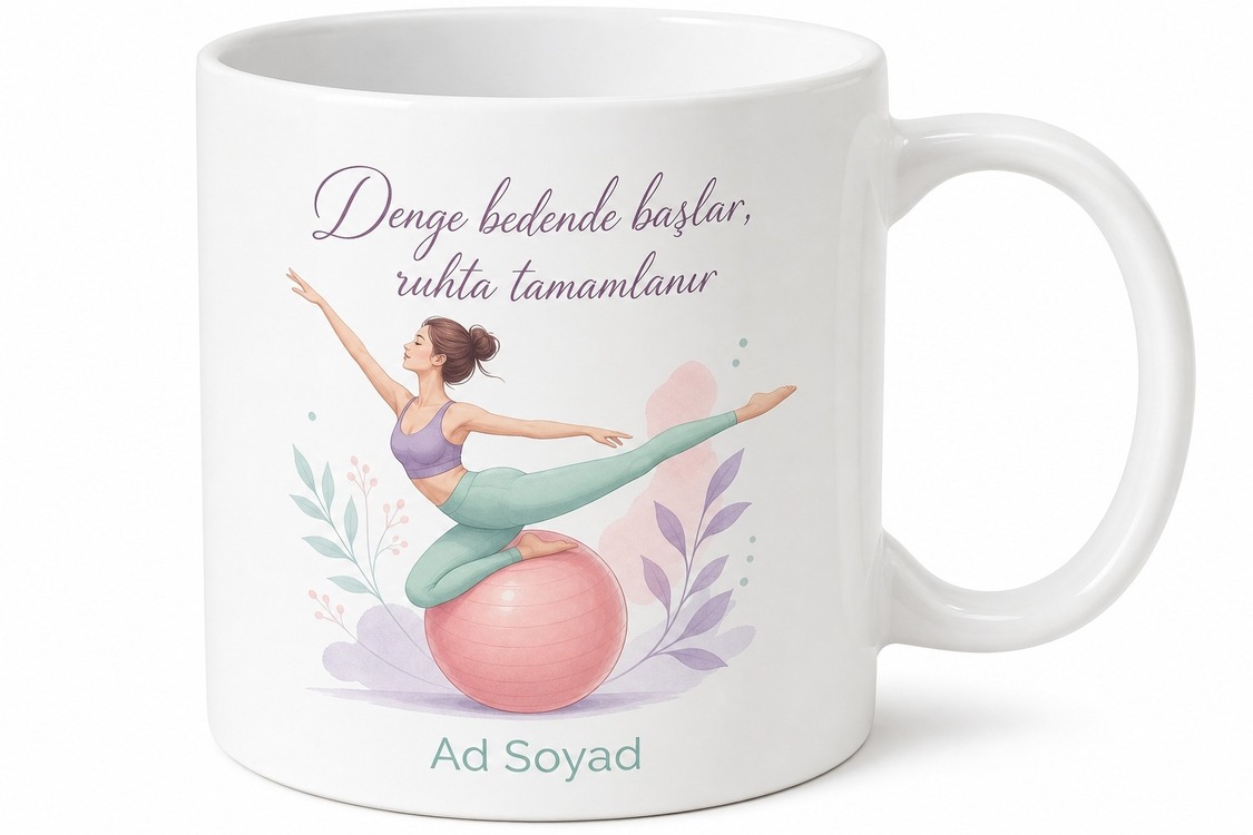 Pilates Topuyla Denge Kuranlara Sıkılaşma Motivasyon Kupa Bardak Hediye