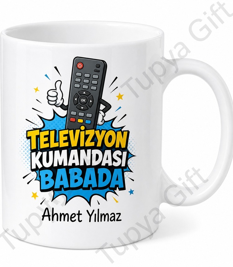 Televizyon Kumandası Babada Yazılı Komik Kupa Bardak Babalar Günü Hediye