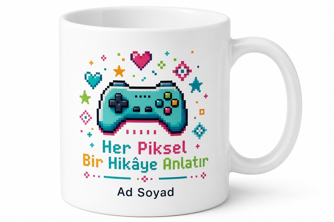 Pixel Art Temalı Özel Baskılı Kupa Bardak Retro Oyun Hediye