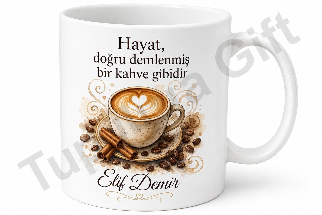 Cappuccino Temalı Kahve Sever Baskılı Kupa Bardak Kahve Hediye
