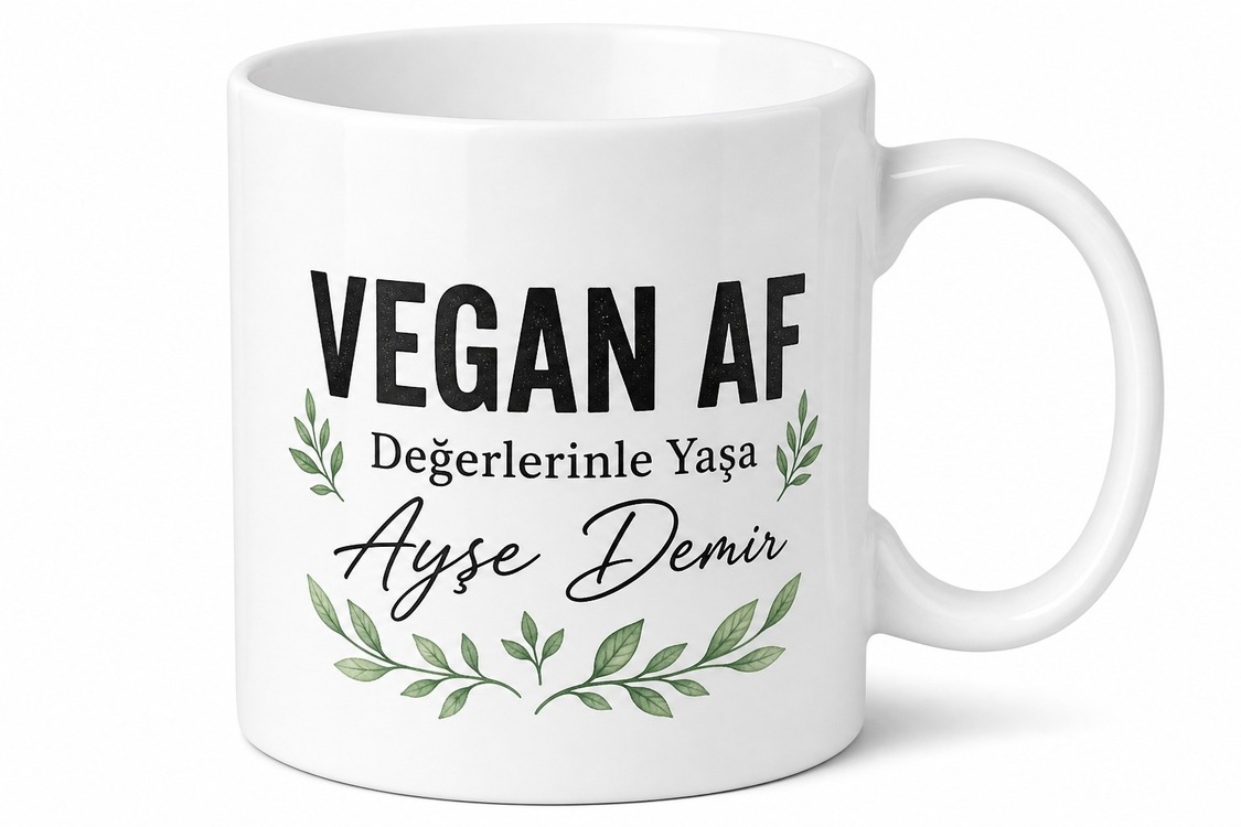 Vegan AF Yazılı Çok Vegan Kupa Bardak Vegan Hediye Porselen Kupa