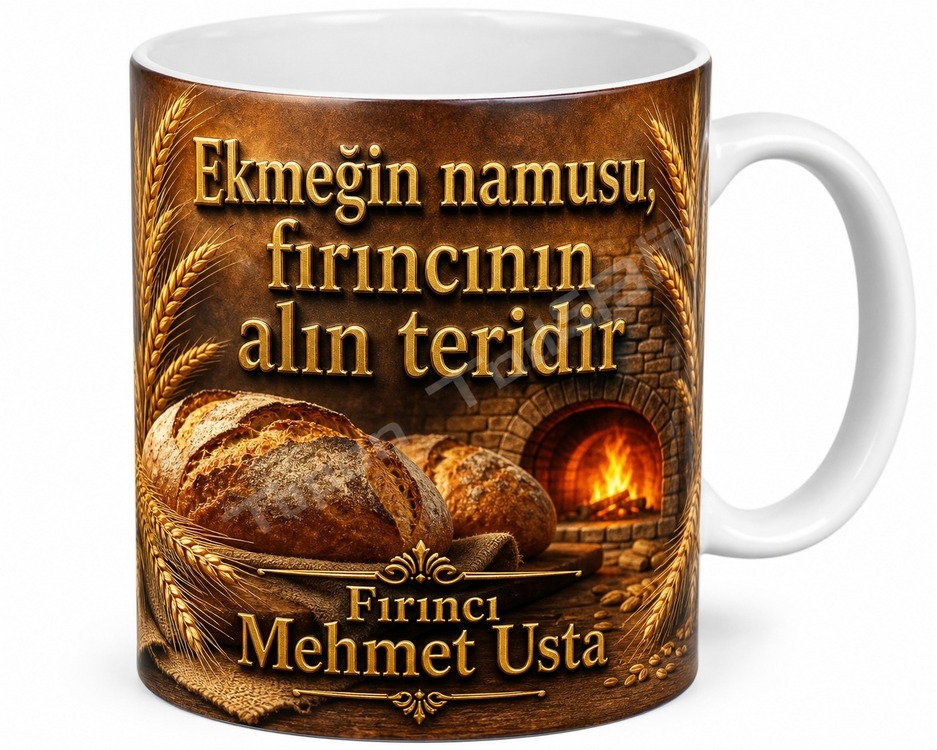 Fırıncıya Hediye İsimli Baskılı Kupa Bardak Fırıncı Özel Tasarım Hediye
