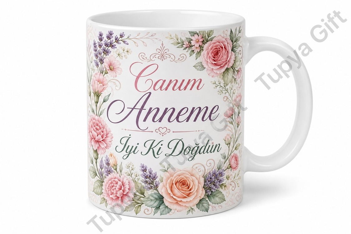 Anneye Doğum Günü Hediyesi Baskılı Kupa Bardak Anneye Hediye Porselen Mug