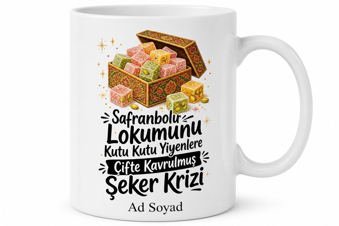 Karabük Safranbolu Lokumu Kutu Kutu Yiyenlere Çifte Kavrulmuş Şeker Krizi Kupa Hediye