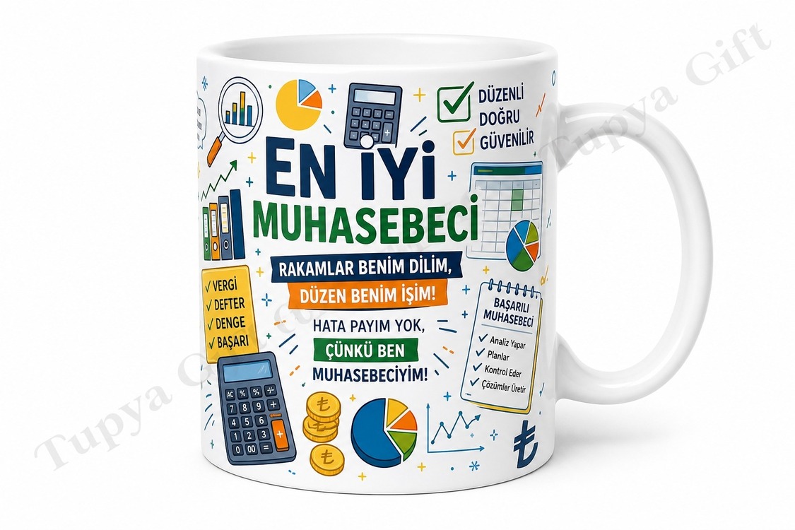 Muhasebeciye Hediye Kişiye Özel Baskılı Kupa Bardak Muhasebe Günü Hediyesi