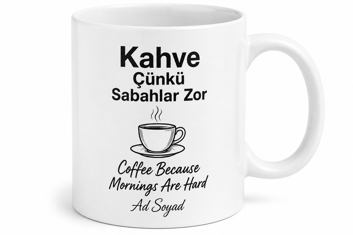 Coffee Because Mornings Are Hard Yazılı Kahve Sabahlar Zor Kupa Bardak Hediye