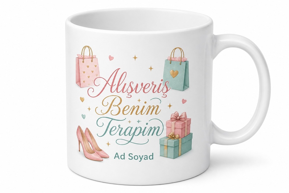 Shopping Is My Therapy Yazılı Alışveriş Terapimdir İngilizce Kupa Bardak Hediye