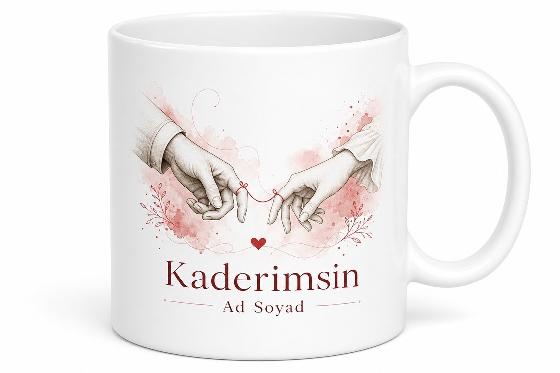 Kader İkimizi Birleştirdi Kırmızı İp Serçe Parmağı Efsanesi Aşk Kupası Hediye