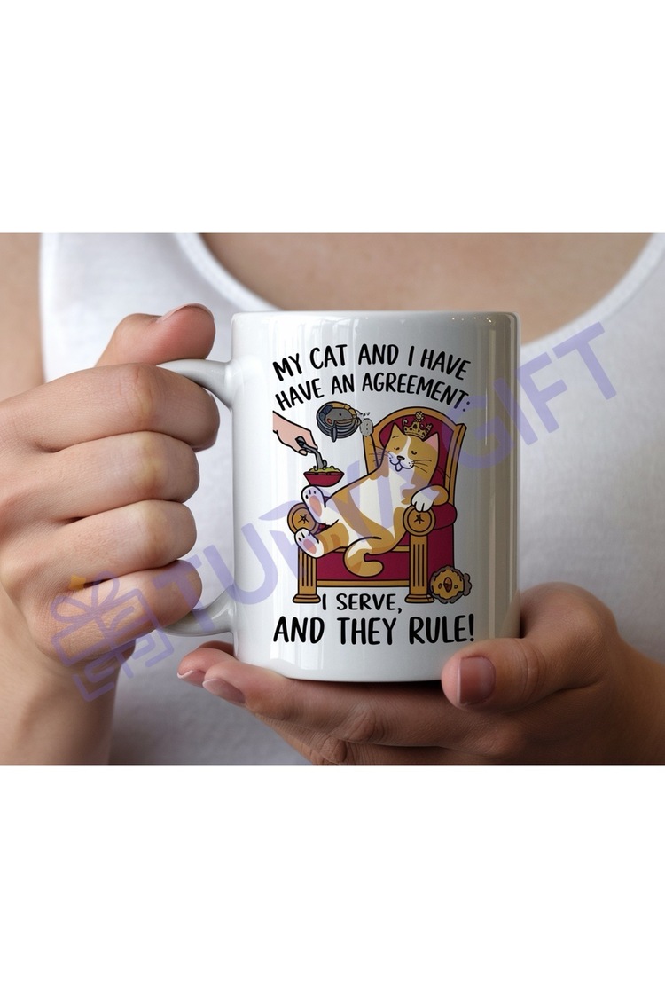 Kedi Severlere Özel Espirili Tasarım Kupa – “My Cat and I Have an Agreement”