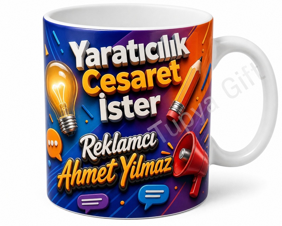Reklamcıya Hediye Kişiye Özel Baskılı Kupa Bardak Reklam Ajans Hediyesi