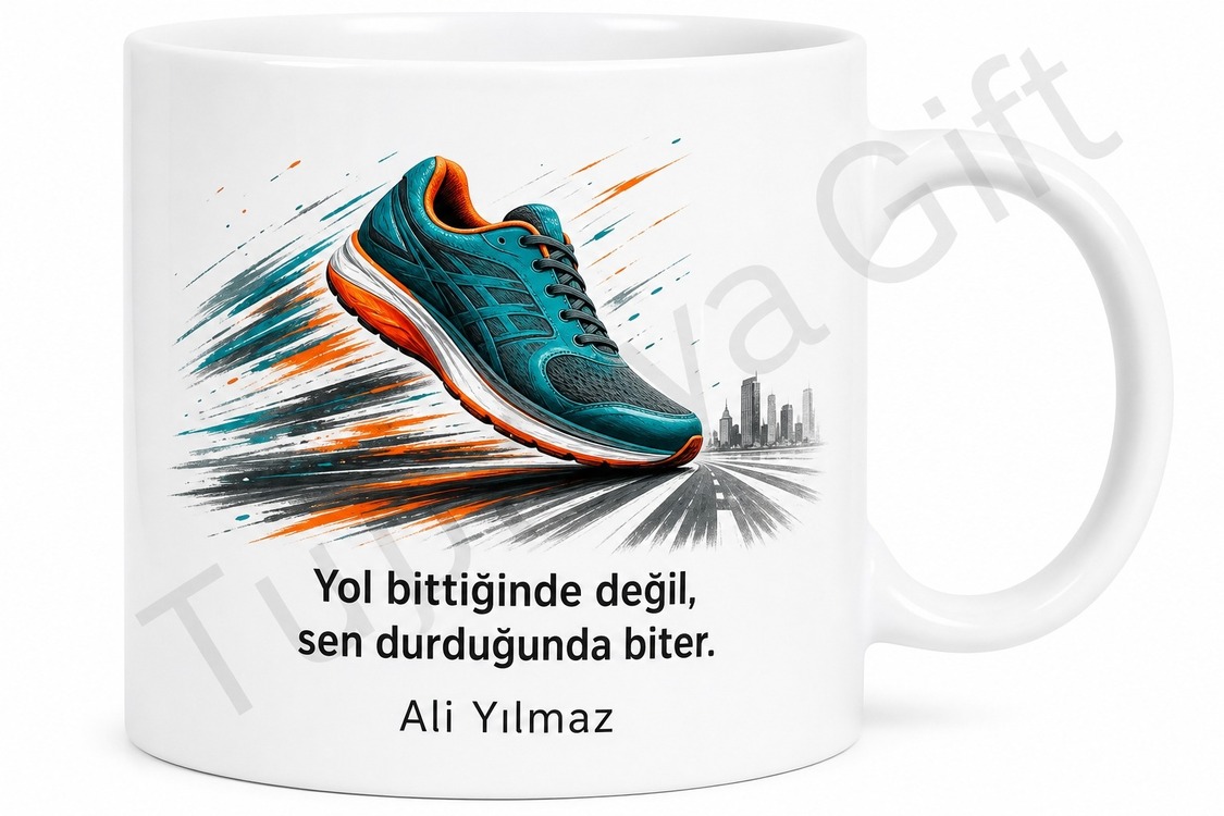Koşu Ayakkabısı Temalı Koşucu Kupası Baskılı Hediye Bardak Koşu Severlere