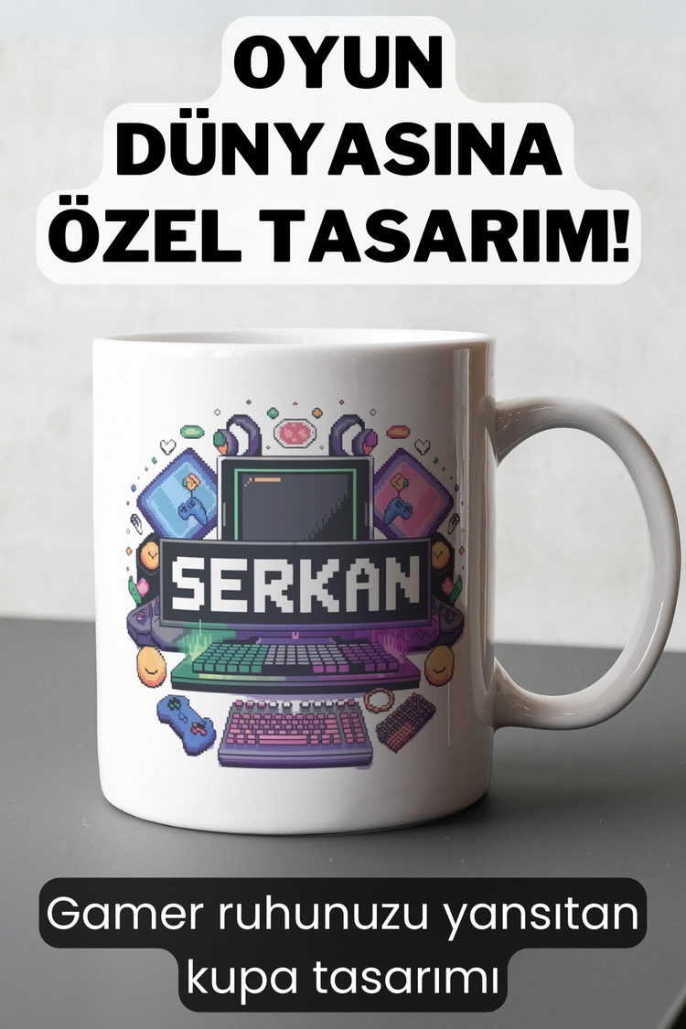 Kişiye Özel Gamer Tasarımlı İsimli Kupa Hediyelik - Oyun Dünyasına Özel Tasarım