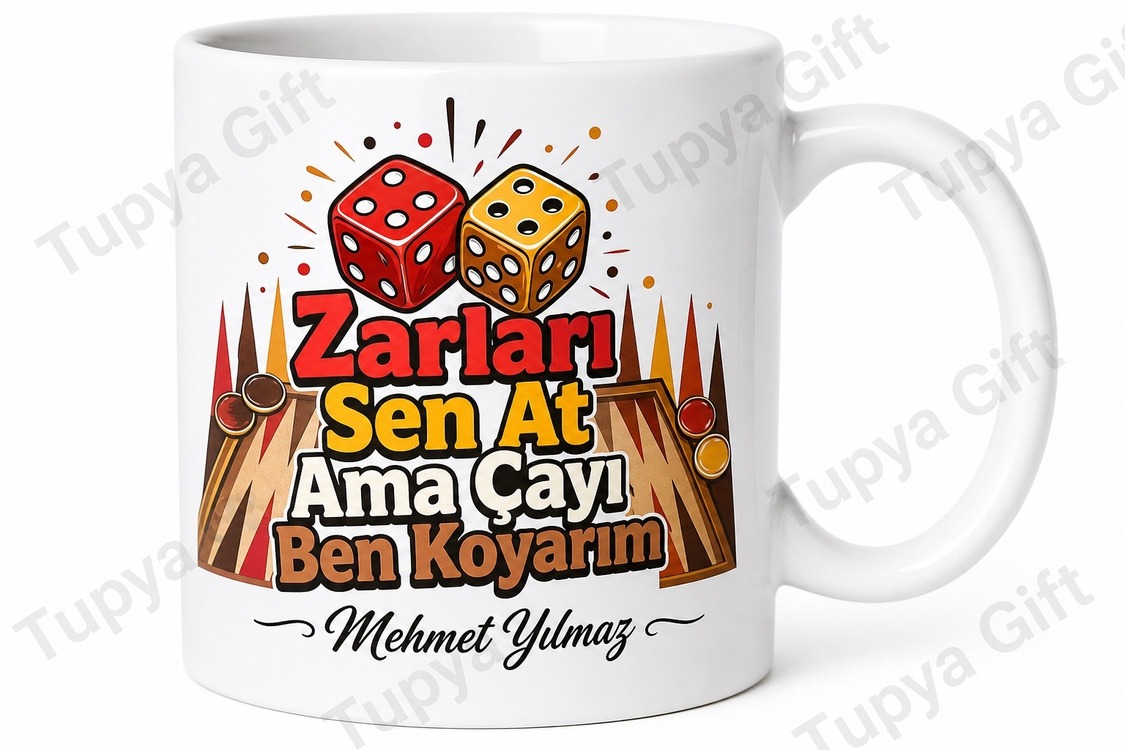 Tavla Sever Baba Yazılı Eğlenceli Kupa Bardak Babalar Günü Hediye
