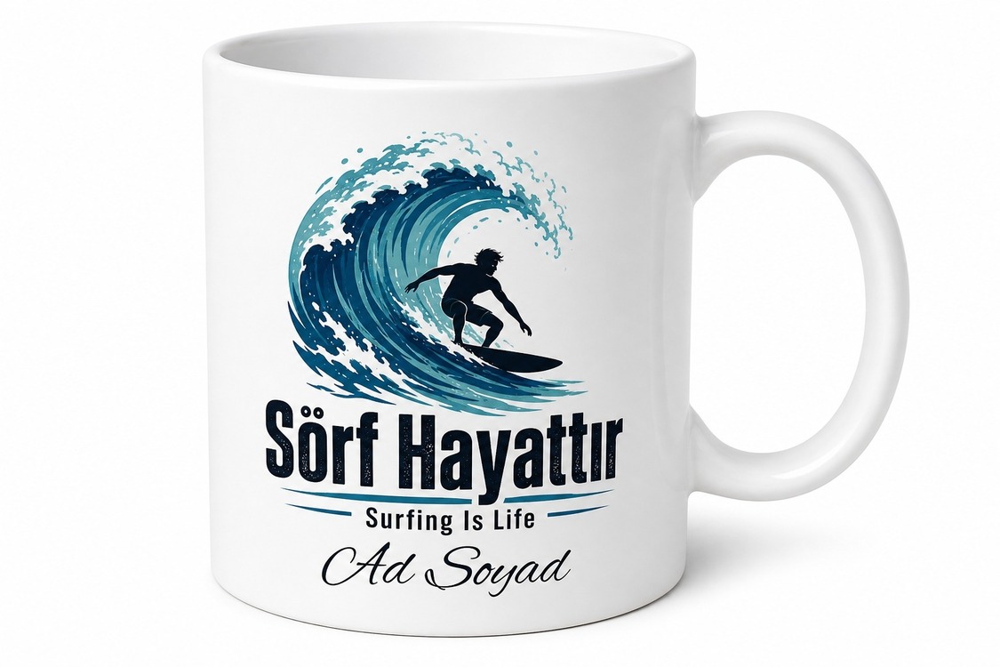 Surfing Is Life Yazılı Sörf Hayattır Kupa Bardak Sörfçü Hediye