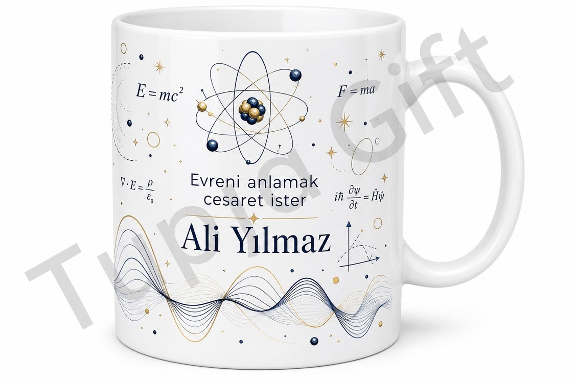 Fizikçiye Hediye İsme Özel Baskılı Kupa Bardak Fizik Bilimi Hediyesi