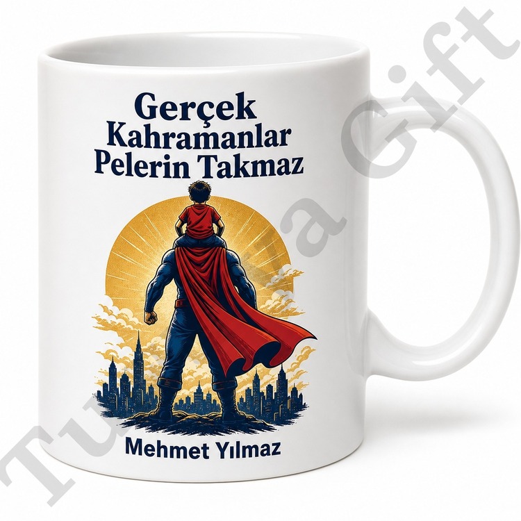 Süper Kahraman Baba Temalı Özel Tasarım Kupa Bardak Babalar Günü Hediye