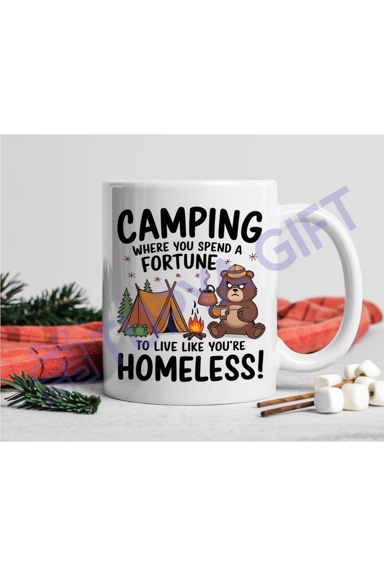 Camping Temalı Mizahi Kupa - Doğa Severler İçin Eğlenceli Hediye - Kamp Hediyesi