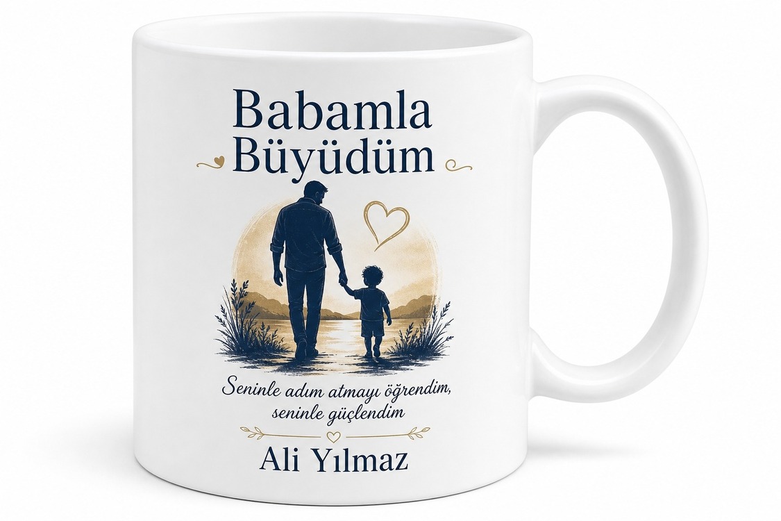 Babamla Büyüdüm Yazılı Kupa Bardak Babalar Günü Özel Hediye