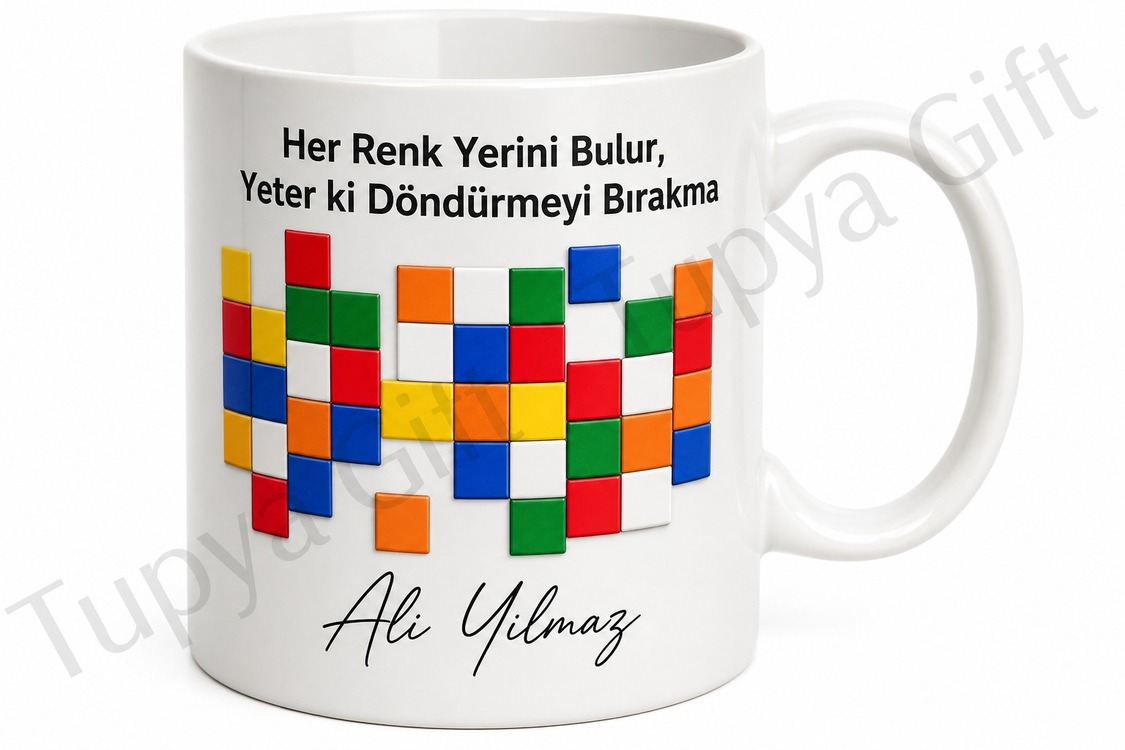 Rubik Küp Temalı Zeka Oyunu Sever Baskılı Kupa Bardak Hediye