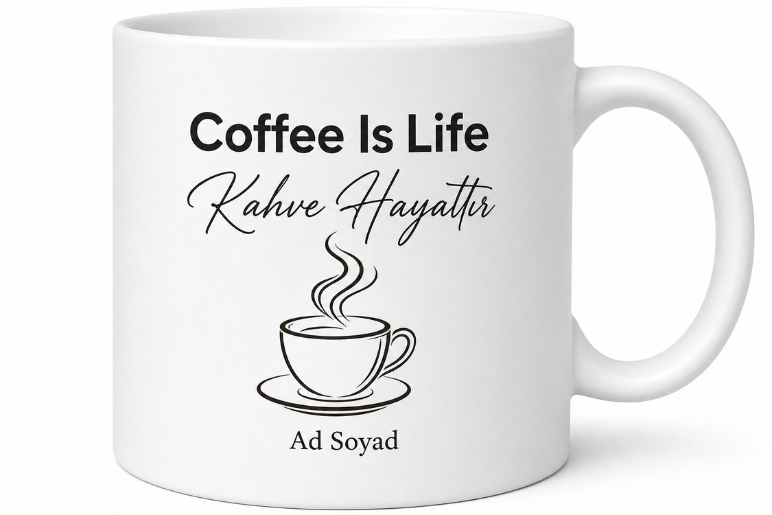 Coffee Is Life Yazılı Kahve Hayattır Kupa Bardak Kahve Severler İçin Hediye