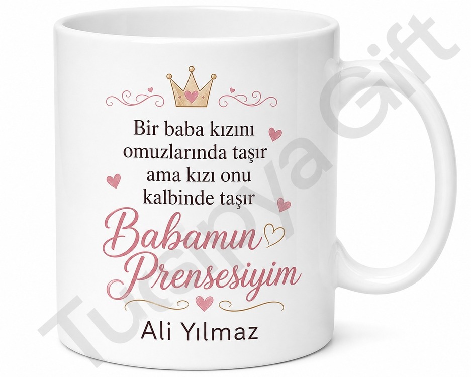 Babamın Prensesiyim Yazılı Kupa Bardak Babalar Günü Hediyesi Özel Tasarım