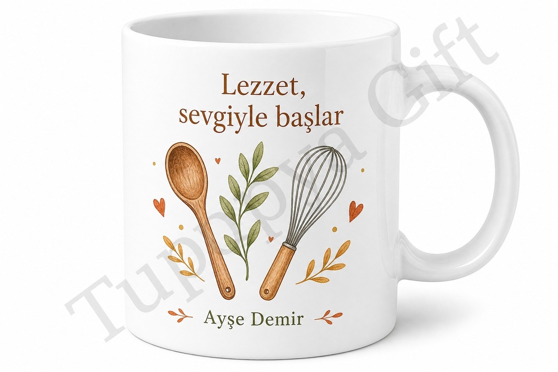 Yemek Tarifi Sever İçin Baskılı Kupa Bardak Hediye Özel Tasarım Porselen