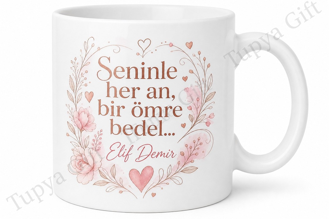 Sevgili İçin Özel Tasarım Seramik Baskılı Kupa Bardak Romantik Hediye