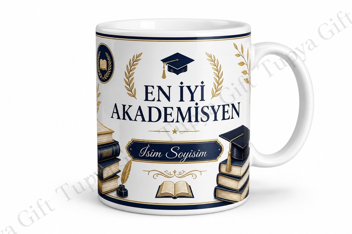 Akademisyene Hediye İsimli Baskılı Kupa Bardak Özel Tasarım Hoca Hediyesi