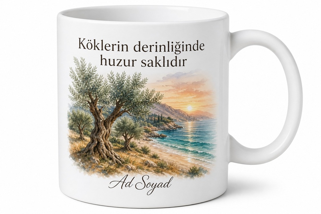 Balıkesir Burhaniye Pelitköy Zeytin Ağaçları Ege Sahili Kupa Bardak Hediye
