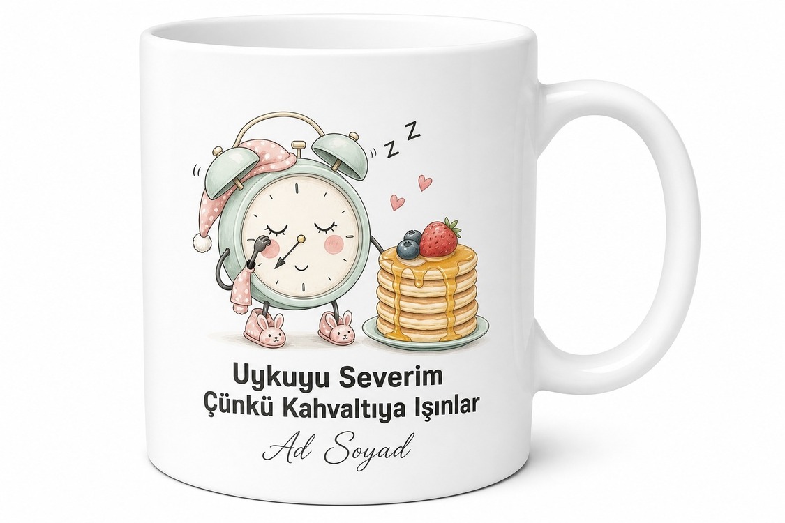Uykuyu Severim Baskılı Zaman Makinesi Kahve Kupa Bardak Hediye
