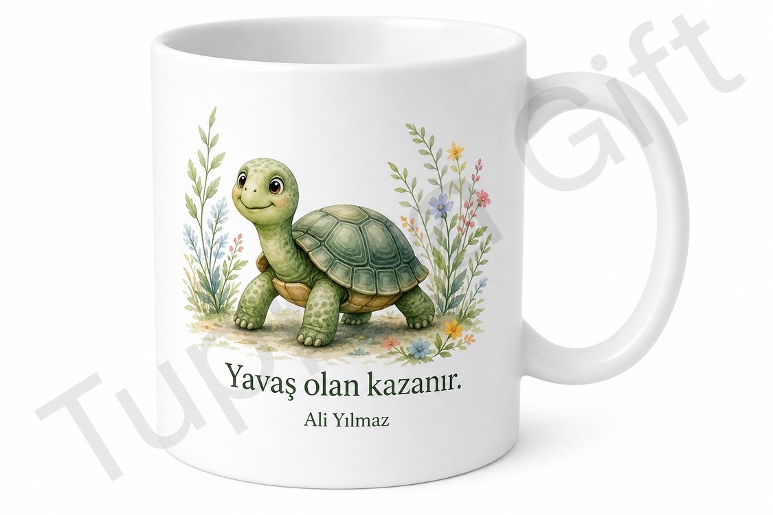 Kaplumbağa Sever Temalı Baskılı Kupa Bardak Hediye Porselen Mug