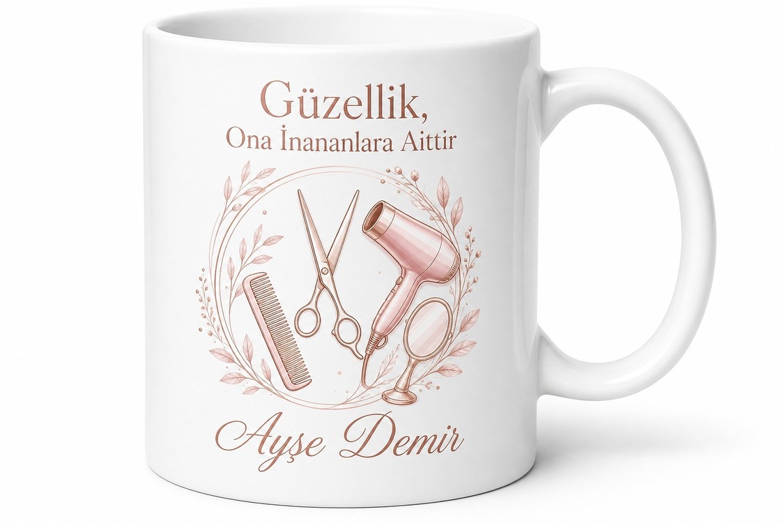 Güzellik Salonu Müşteri İkram Kupası Özel Tasarım Porselen Bardak Hediye