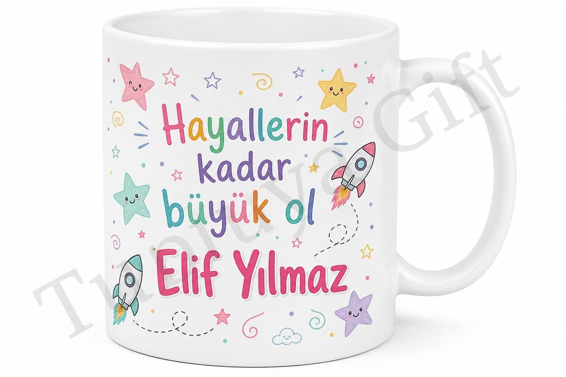 Çocuğa Hediye İsme Özel Baskılı Kupa Bardak Kişiye Özel Tasarım