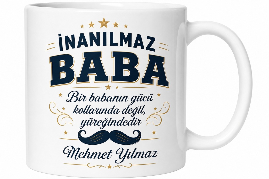 İnanılmaz Baba Yazılı Kupa Bardak Babalar Günü Hediyesi Özel Tasarım