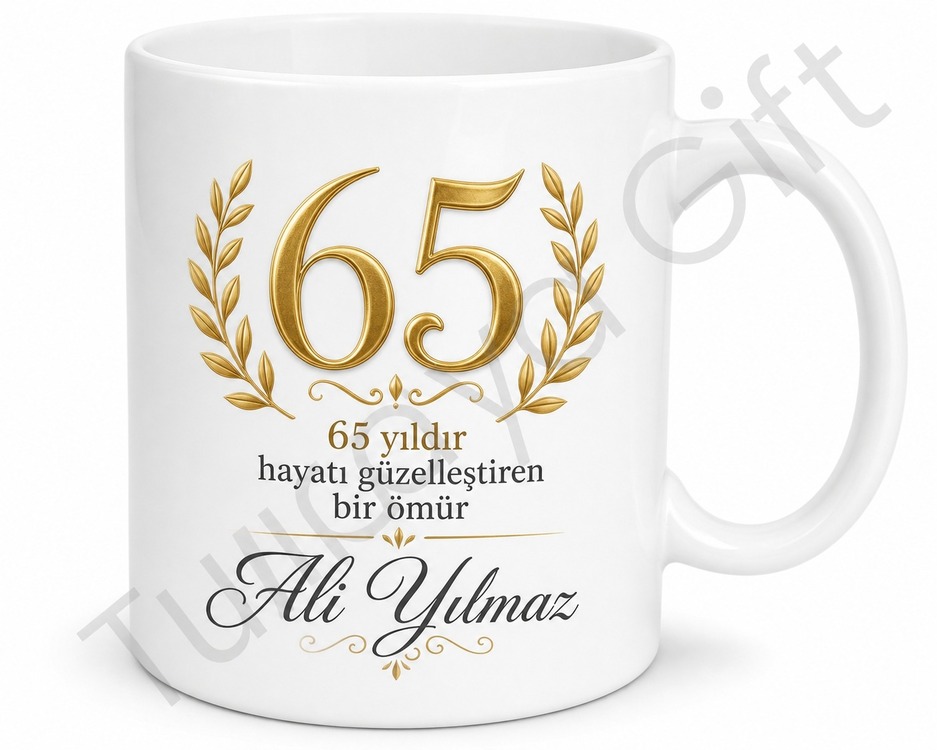 Bilgelik Yaşı Hediyesi 65 Yaş Doğum Günü Tasarımlı Kupa Bardak