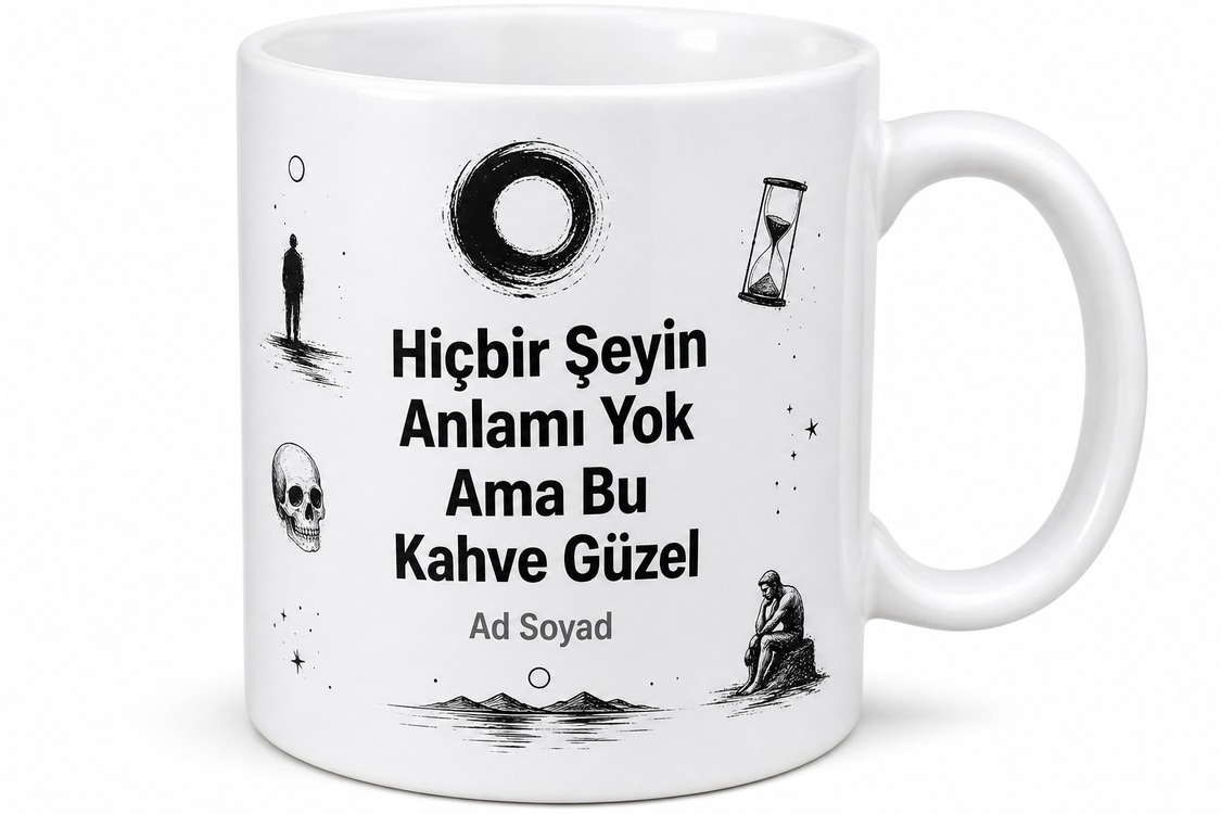 Nihilist Arkadaşa Esprili Karanlık Kupa Hiçbir Şeyin Anlamı Yok Hediye Bardak