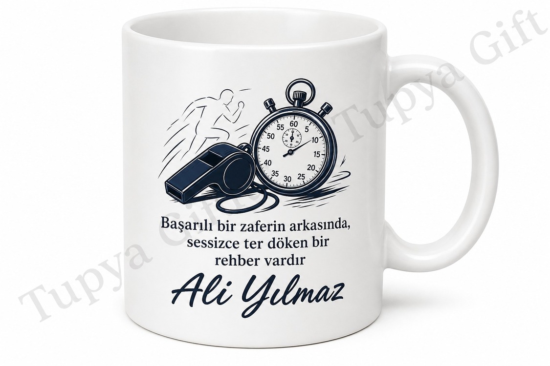 Antrenöre Hediye İsme Özel Baskılı Kupa Bardak Spor Hoca Hediyesi