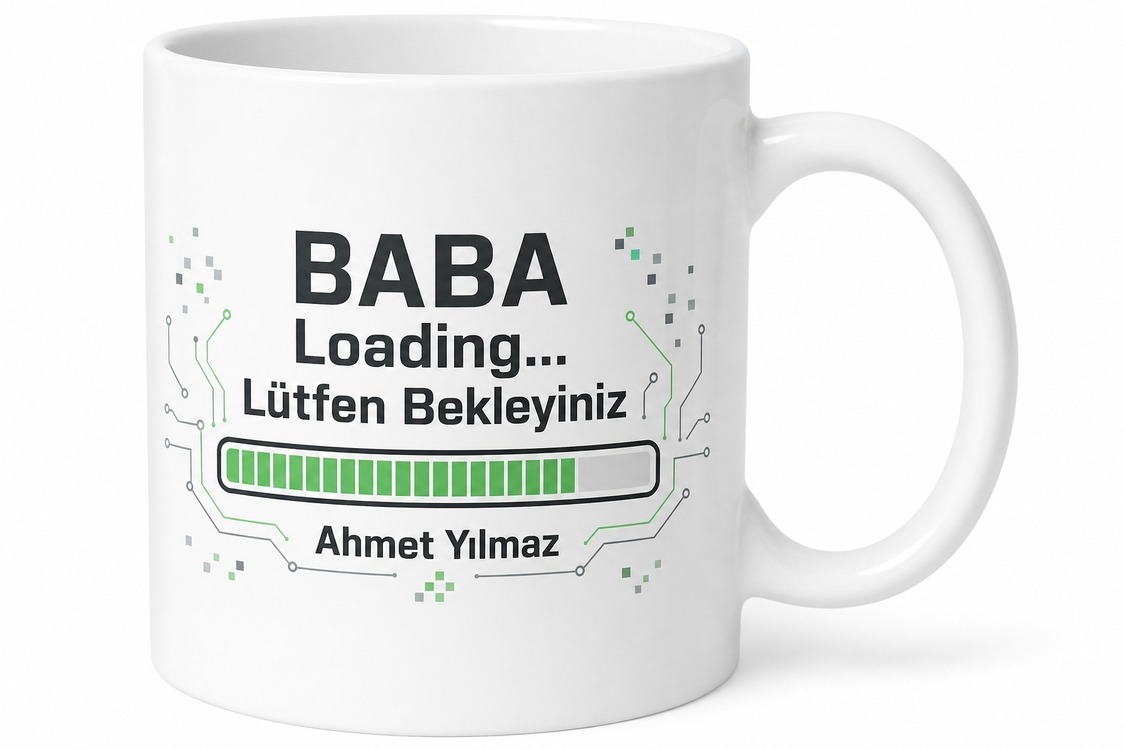 Baba Loading Yazılı Teknoloji Temalı Kupa Bardak Babalar Günü Hediye
