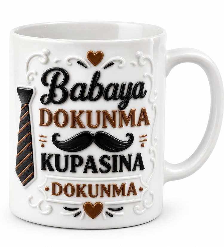 Babaya Dokunma Kupasına Dokunma Yazılı Kupa Bardak Babalar Günü Hediye