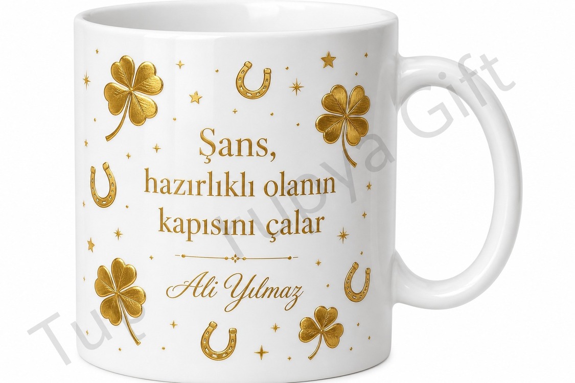 Şans Temalı Baskılı Kupa Bardak Hediye Uğurlu Porselen Mug Özel Tasarım