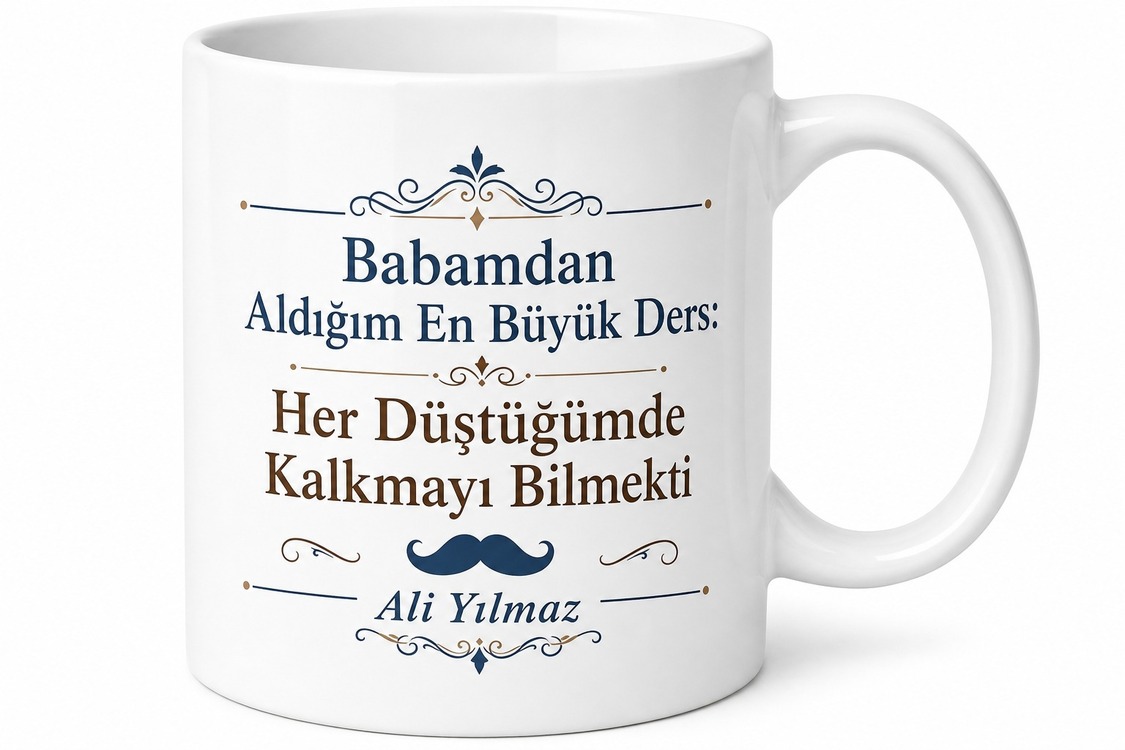 Babamdan Aldığım Dersler Yazılı Kupa Bardak Babalar Günü Hediyesi