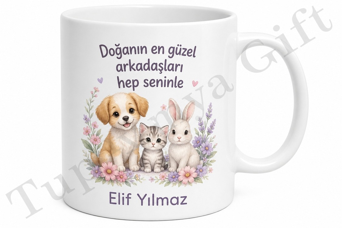 Hayvan Figürlü Çocuk Kupası Kişiye Özel Baskılı Hediye Bardak