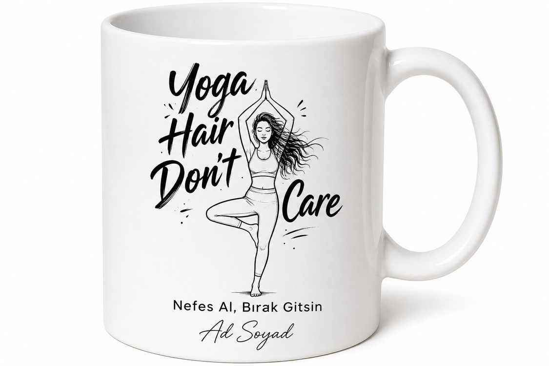 Yoga Hair Dont Care Baskılı Yoga Saçı Umursamıyorum İngilizce Kupa Bardak Hediye