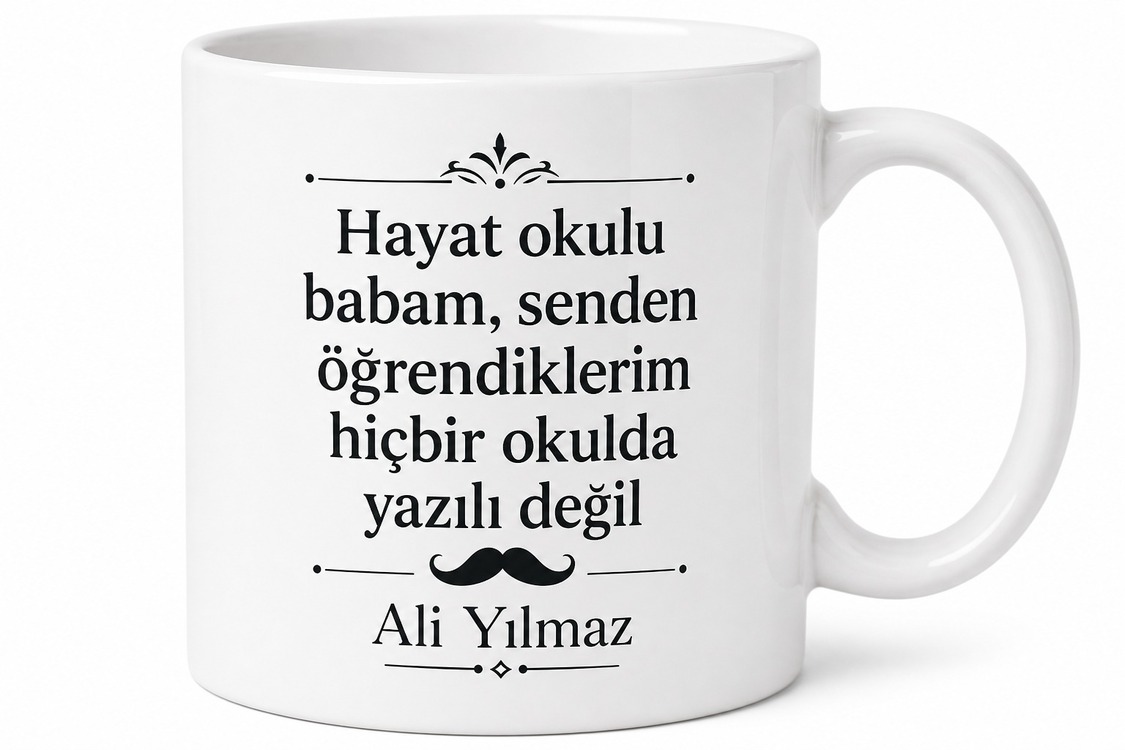 Hayat Okulu Babam Yazılı Kupa Bardak Babalar Günü Özel Hediye