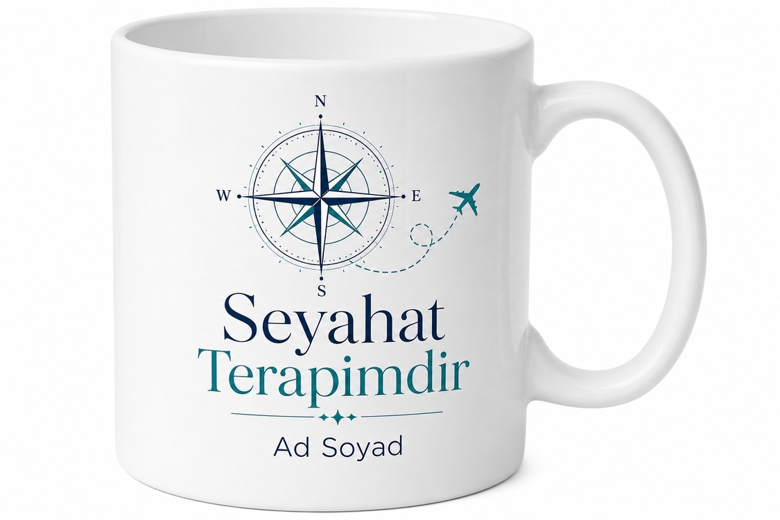Travel Is My Therapy Yazılı Seyahat Terapimdir Baskılı Porselen Kupa Bardak Hediye
