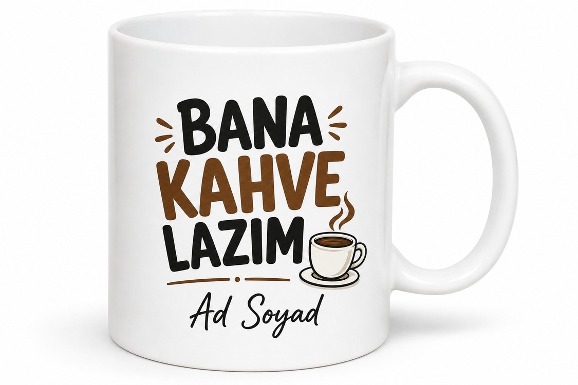 Kişiye Özel Bana Kahve Lazım Yazılı Komik Baskılı Kupa Bardak Hediye
